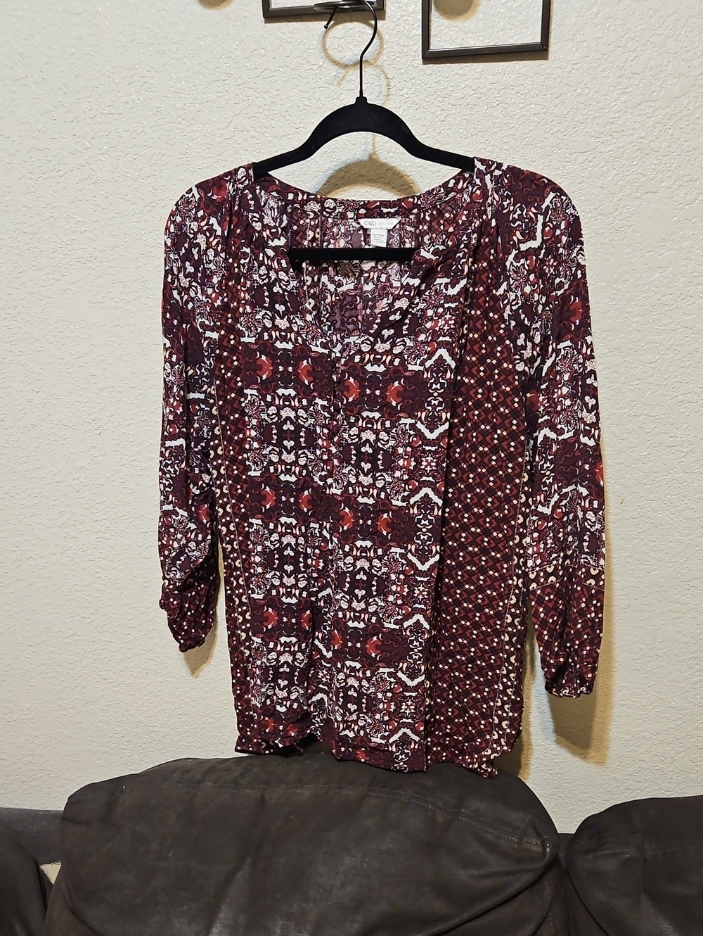 Cato Burgundy Patterned Button-Down Shirt
